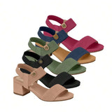 Sandália Salto Grosso Baixo Modare Calce Fácil