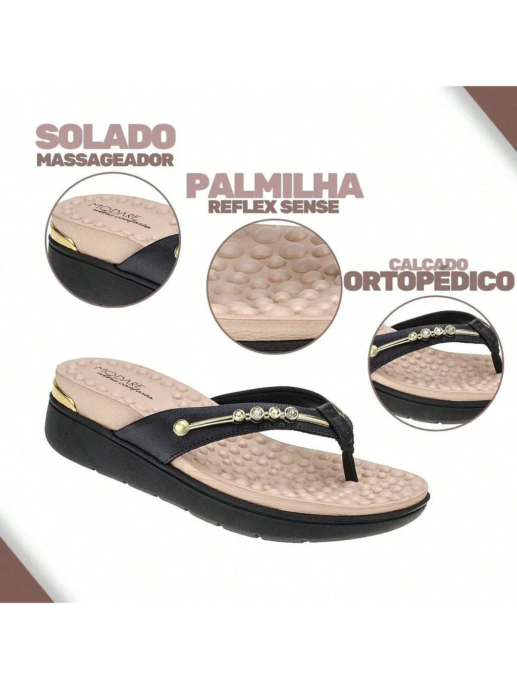 Modare Chinelo Plataforma Sandália Ortopédico Modare