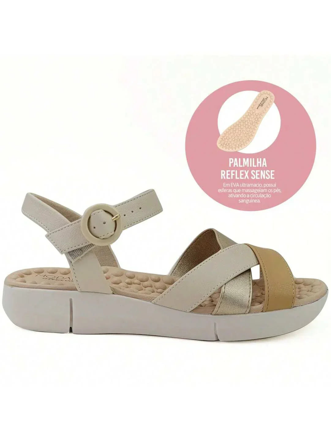 Modare Sandália Anabela Baixa Modare UltraConforto Reflex Sense
