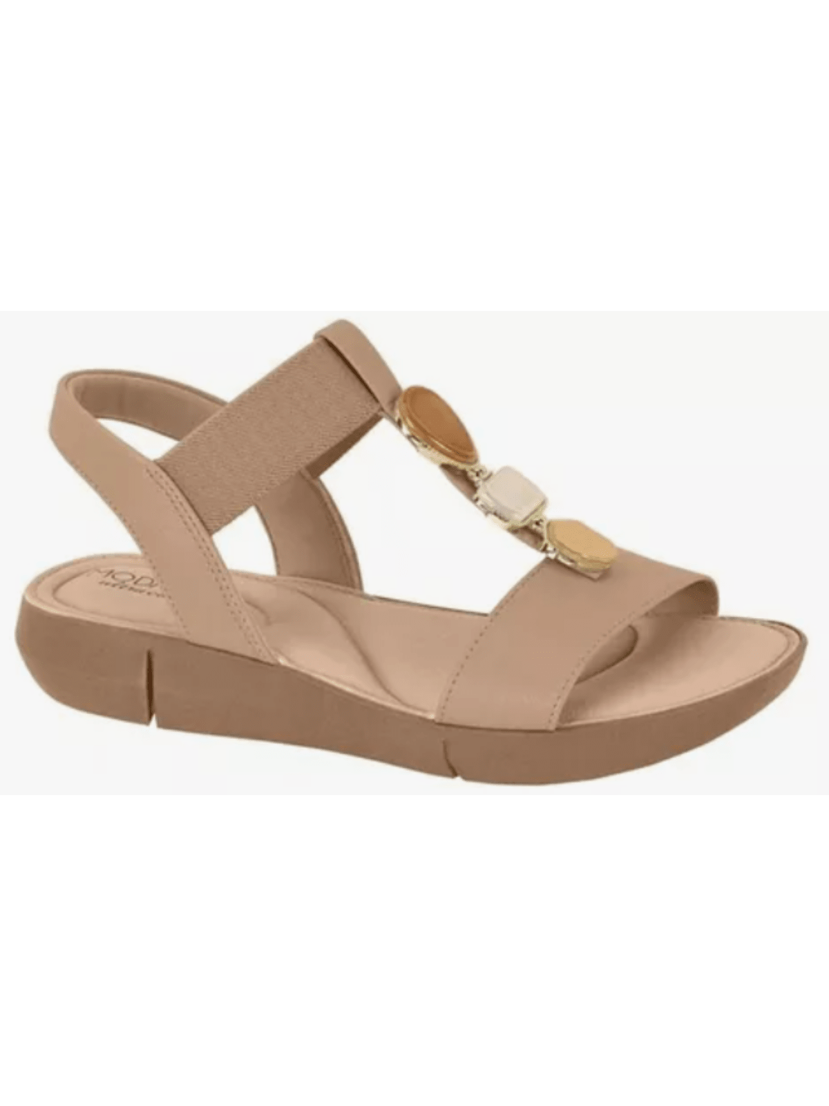 Sandália Papete Modare Ultraconforto Anabela Com Elástico E Pedraria Look Verão