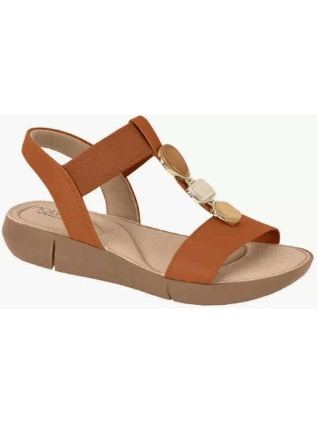 Sandália Papete Modare Ultraconforto Anabela Com Elástico E Pedraria Look Verão