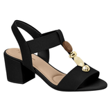 Sandália Modare Salto Bloco Com Elástico E Pedraria Look Feminino