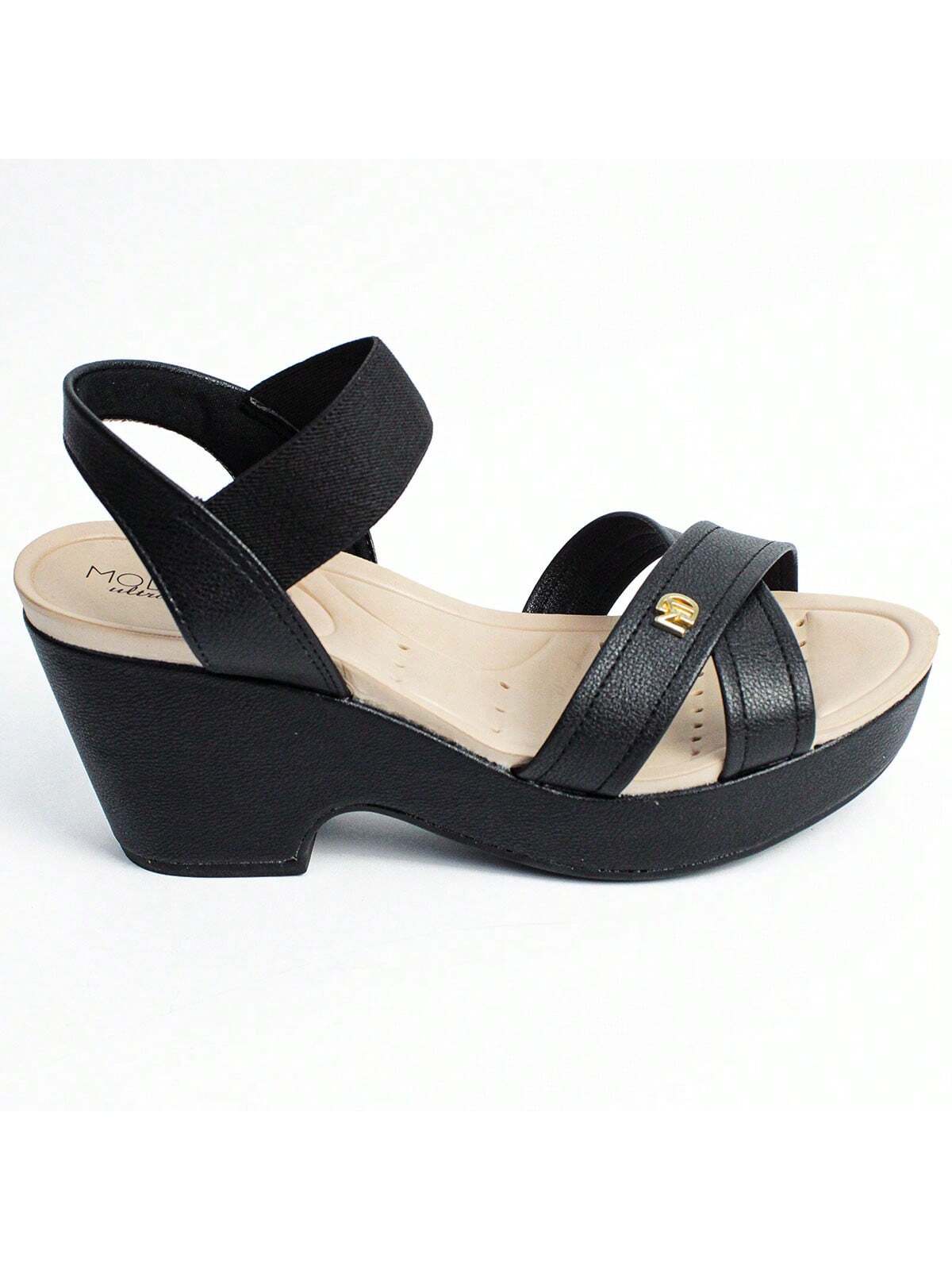 Modare Sandália Modare Anabela Salto Grosso Plataforma Ortopédica