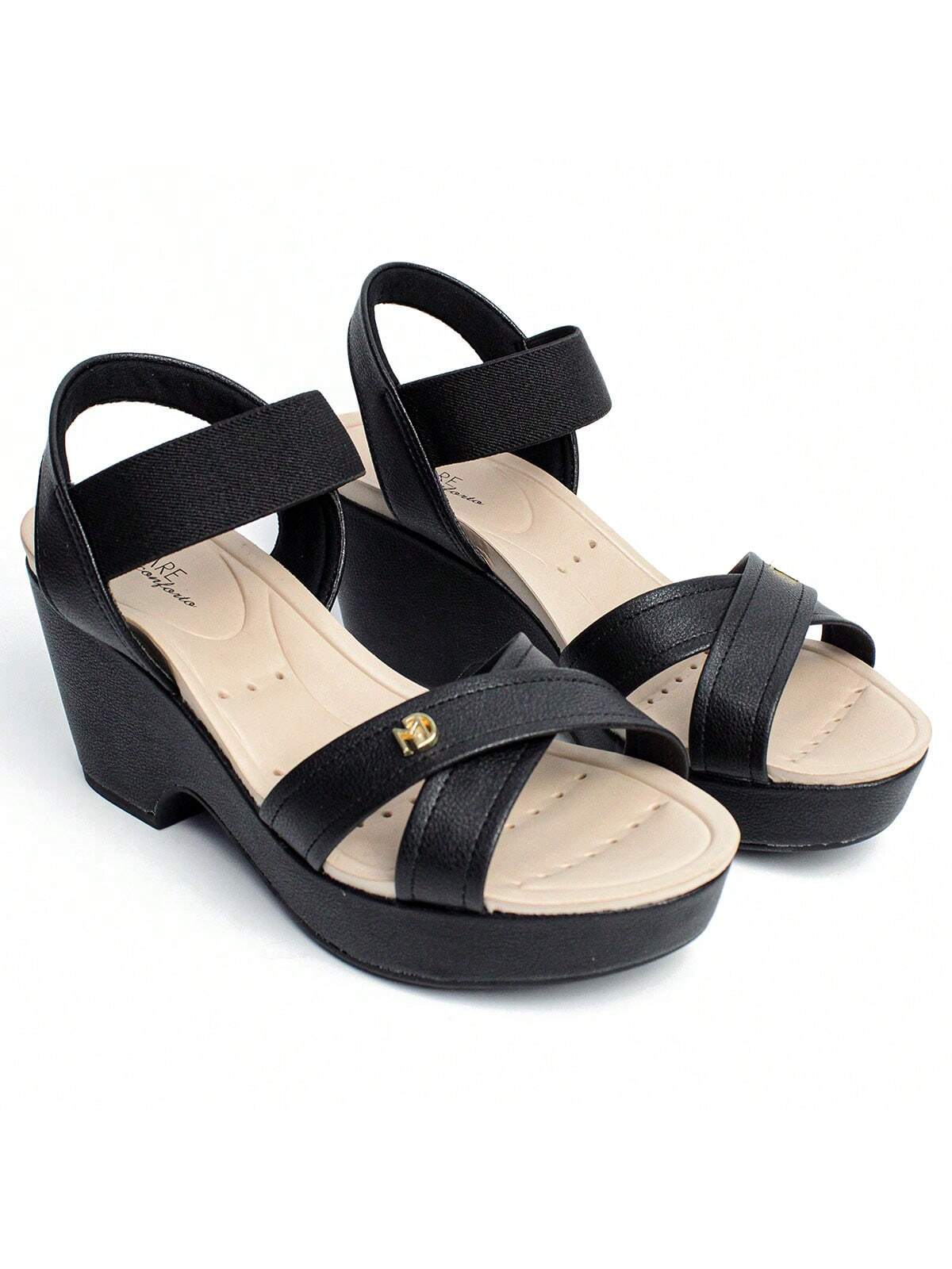 Modare Sandália Modare Anabela Salto Grosso Plataforma Ortopédica