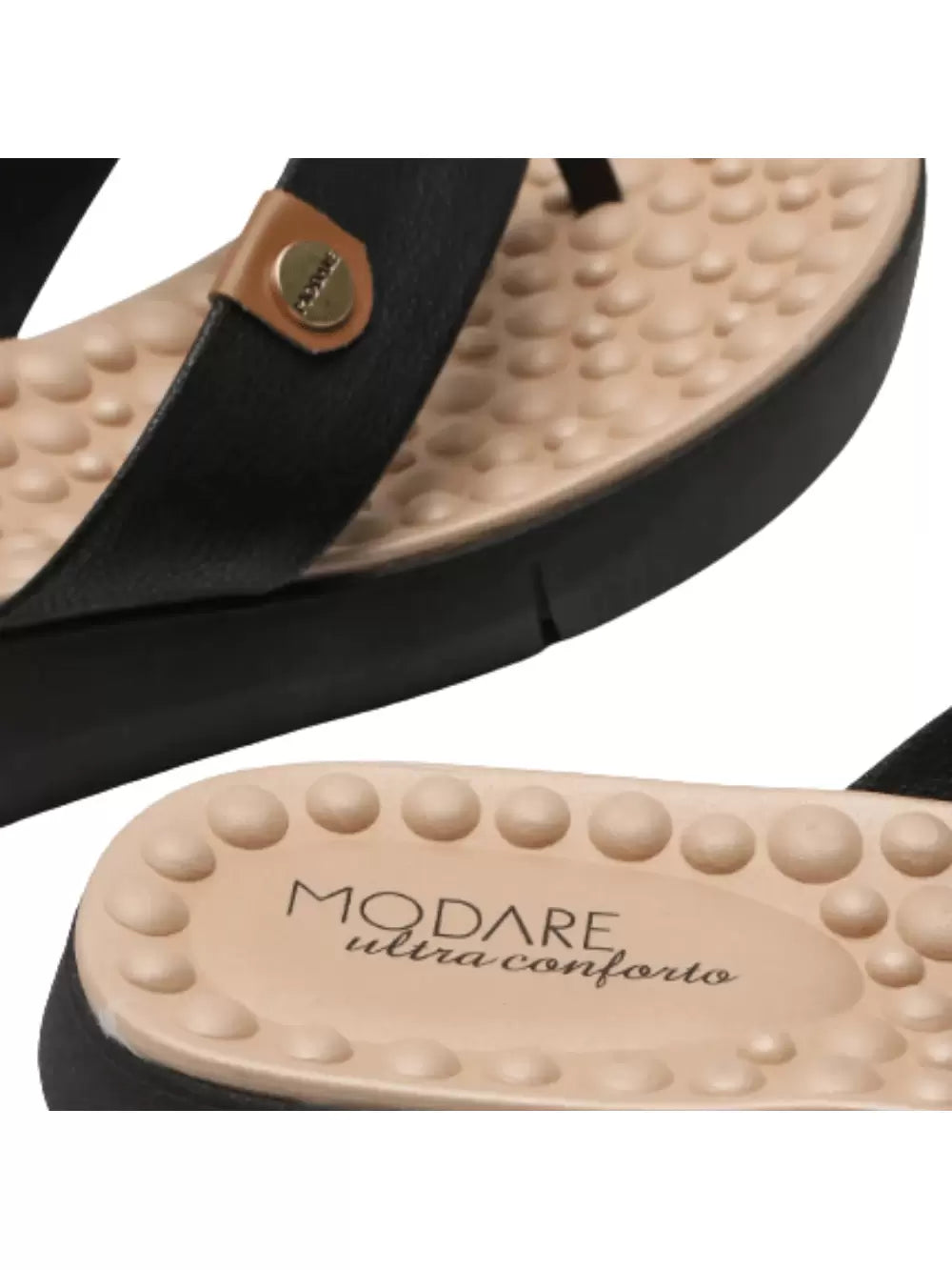 Modare Tamanco Chinelo Ortopédico Feminino Modare Confort Massageador Preto
