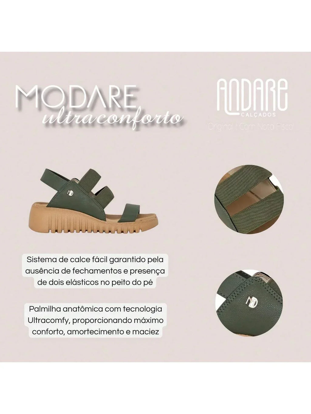 Sandalia Modare Ultra Conforto Anabela Ortopedica