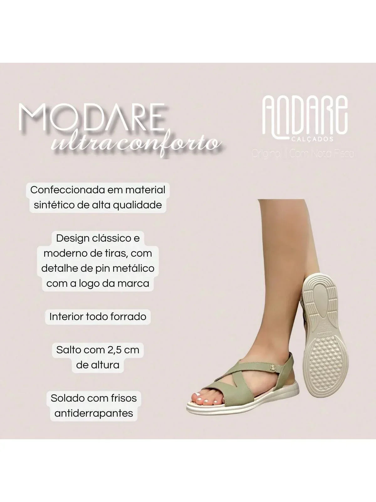 Sandalia Ortopedica Modare Conforto Massageadora Feminina Original